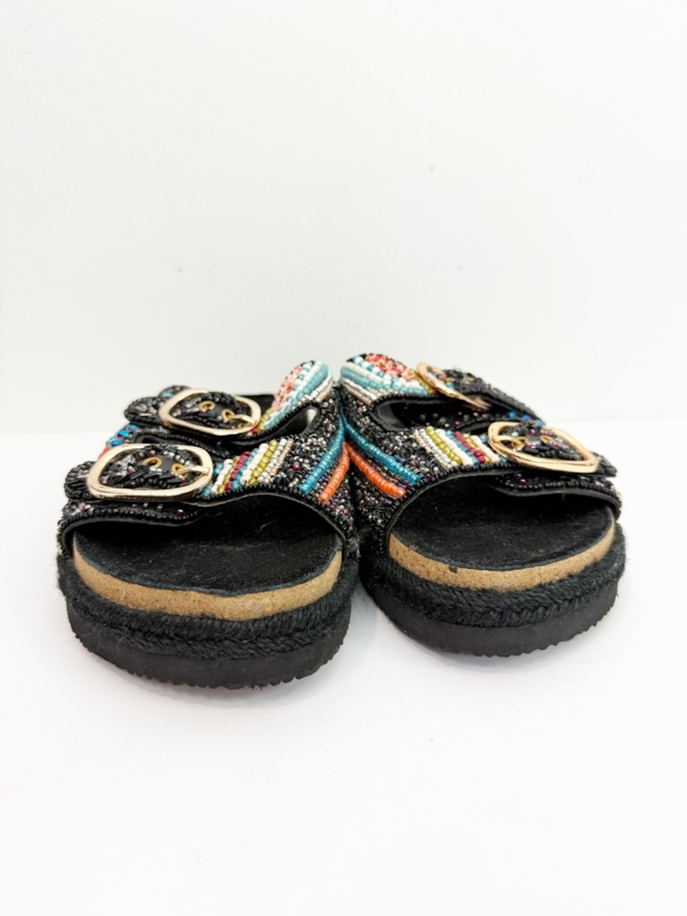 House Of Harlow 1960 Black Beaded Sandals Size 8 - Picture 2 of 7